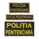 embleme brodate cu textul "POLITIA PENITENCIARA" pe suport textil negru