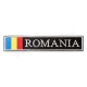 Ecuson "ROMANIA" cu fir metalizat argintiu brodata pe suport textil negru