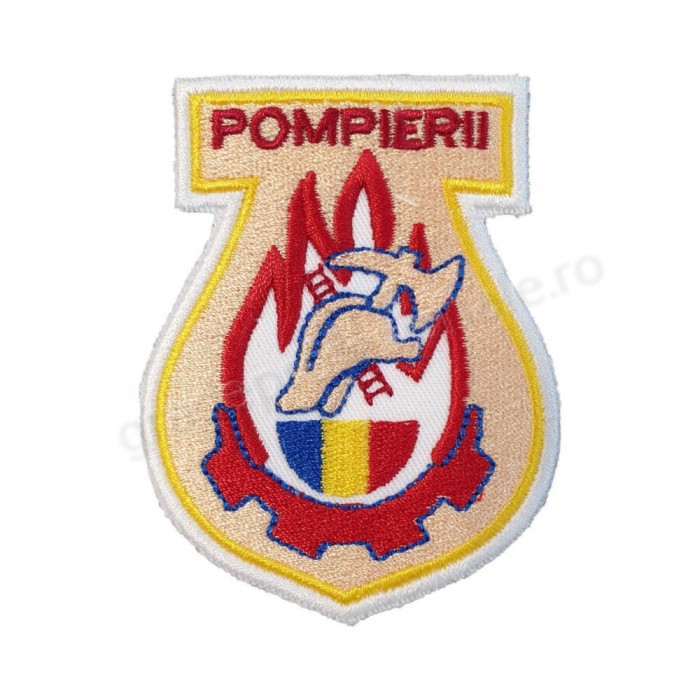 emblema Pompierii Militari brodata pe suport textil