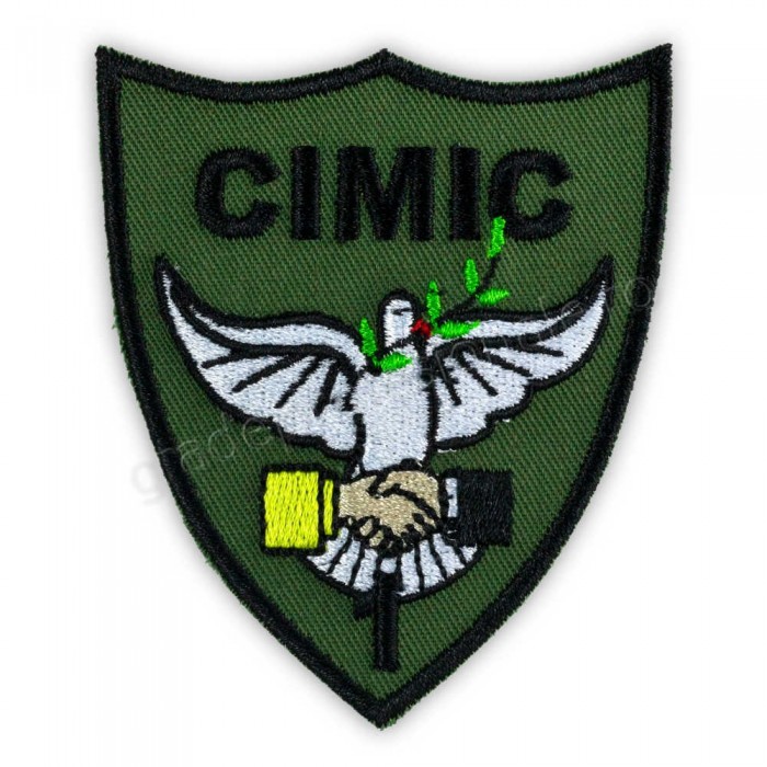 Emblema Batalion 1 Cimic brodata pe suport textil verde oliv