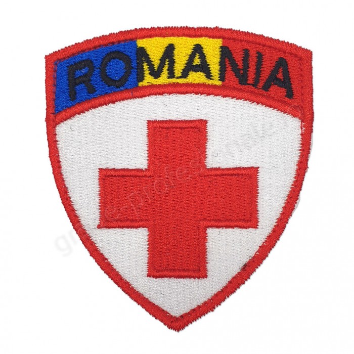 Emblema Serviciul Medical cu Drapel brodata in intregime