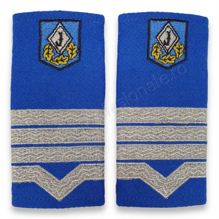 grade jandarmerie brodate pe suport textil din lana de culoare bleu-jandarm