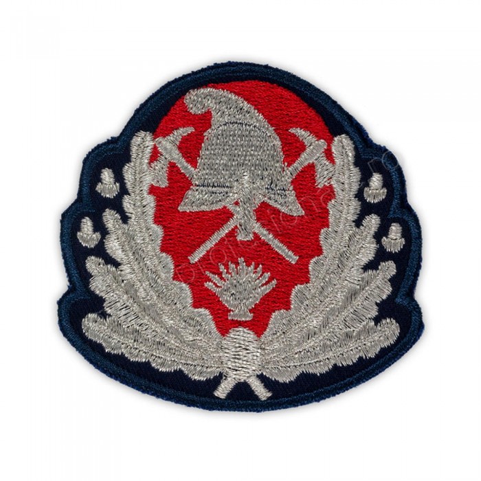 Emblemă coifură generali pompieri, IGSU brodată cu fir metalic argintiu