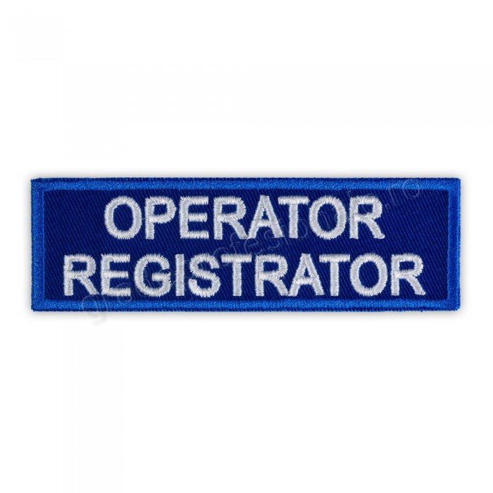 Ecuson "OPERATOR REGISTRATOR" ambulanta brodat pe suport textil albastru