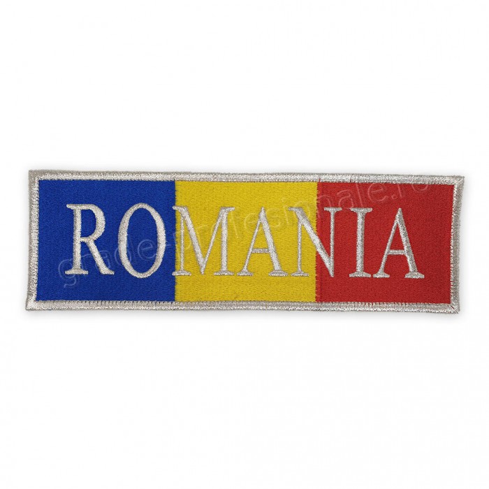 Emblema Tricolor Romania 22x7 cm brodata pe suport textil 