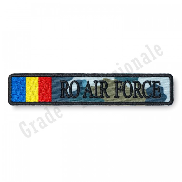 ecuson brodat cu textul "RO AIR FORCE" pentru fortele aeriene