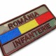 Ecuson brodat cu text "ROMANIA" si specialitatea armei