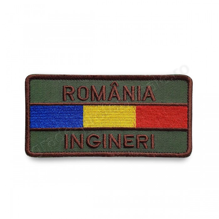 Ecuson brodat cu text "ROMANIA" si specialitatea armei