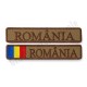 ecuson brodat cu text "ROMANIA" pe suport textil kaki forte terestre