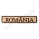 ecuson brodat cu text "ROMANIA" pe suport textil bej forte terestre