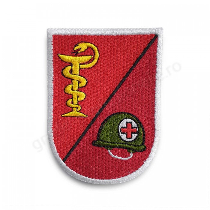 Emblema Spitalul Militar de Urgenta Focsani brodata pe suport textil 