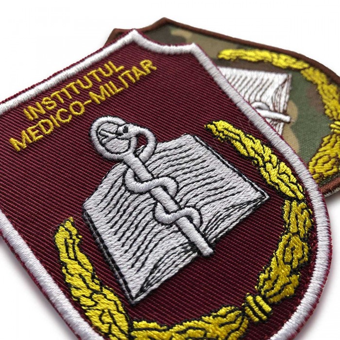 Emblema Institutul Medico - Militar brodata pe suport textil 