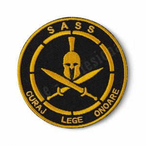 emblema SASS Penitenciar brodata pe suport textil negru
