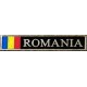 Ecuson "ROMANIA" cu fir metalizat argintiu brodata pe suport textil negru